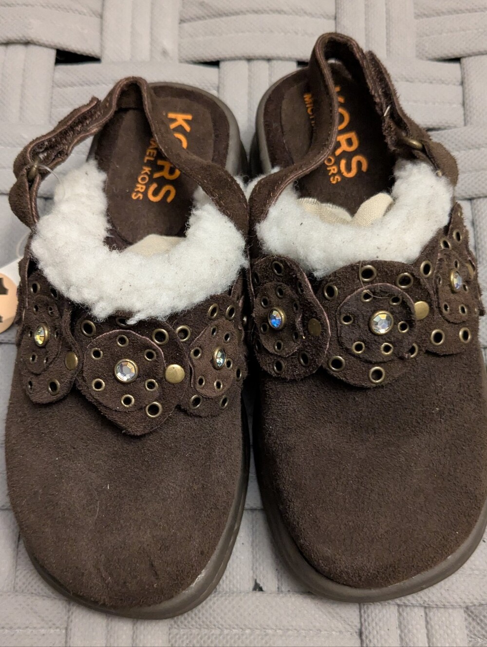 Michael Kors faux-Sherpa Lined Mules Kids Size 11 NWT